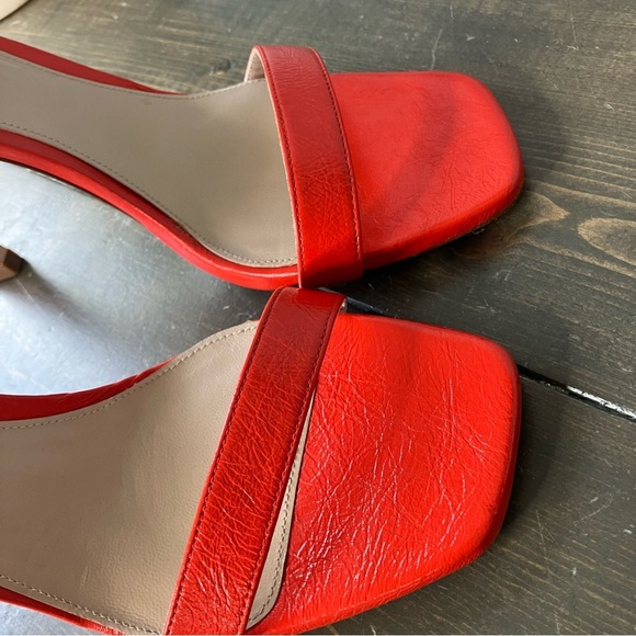 stuart weitzman Heels 9 Poppy Red-Orange Summer Nudist Strappy Women’s - Picture 4 of 12